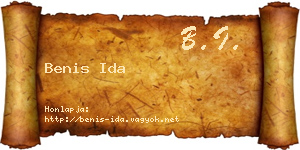Benis Ida névjegykártya